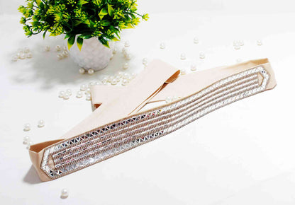 Indian Petals Stylish Fancy Rhinestones studded Fabric Party Belt for Girls, Women - Indian Petals