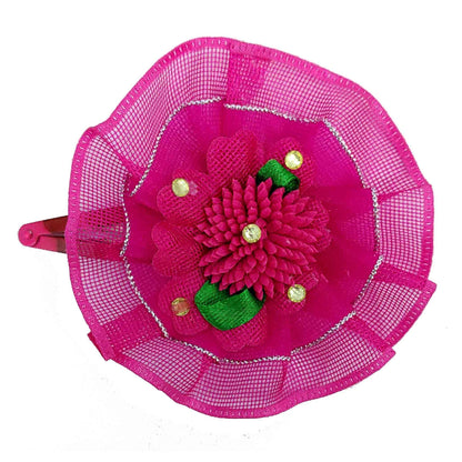 Stylish Net Flower Design Fashionable Tic-Tac Hair Clip for Young Girls - Indian Petals