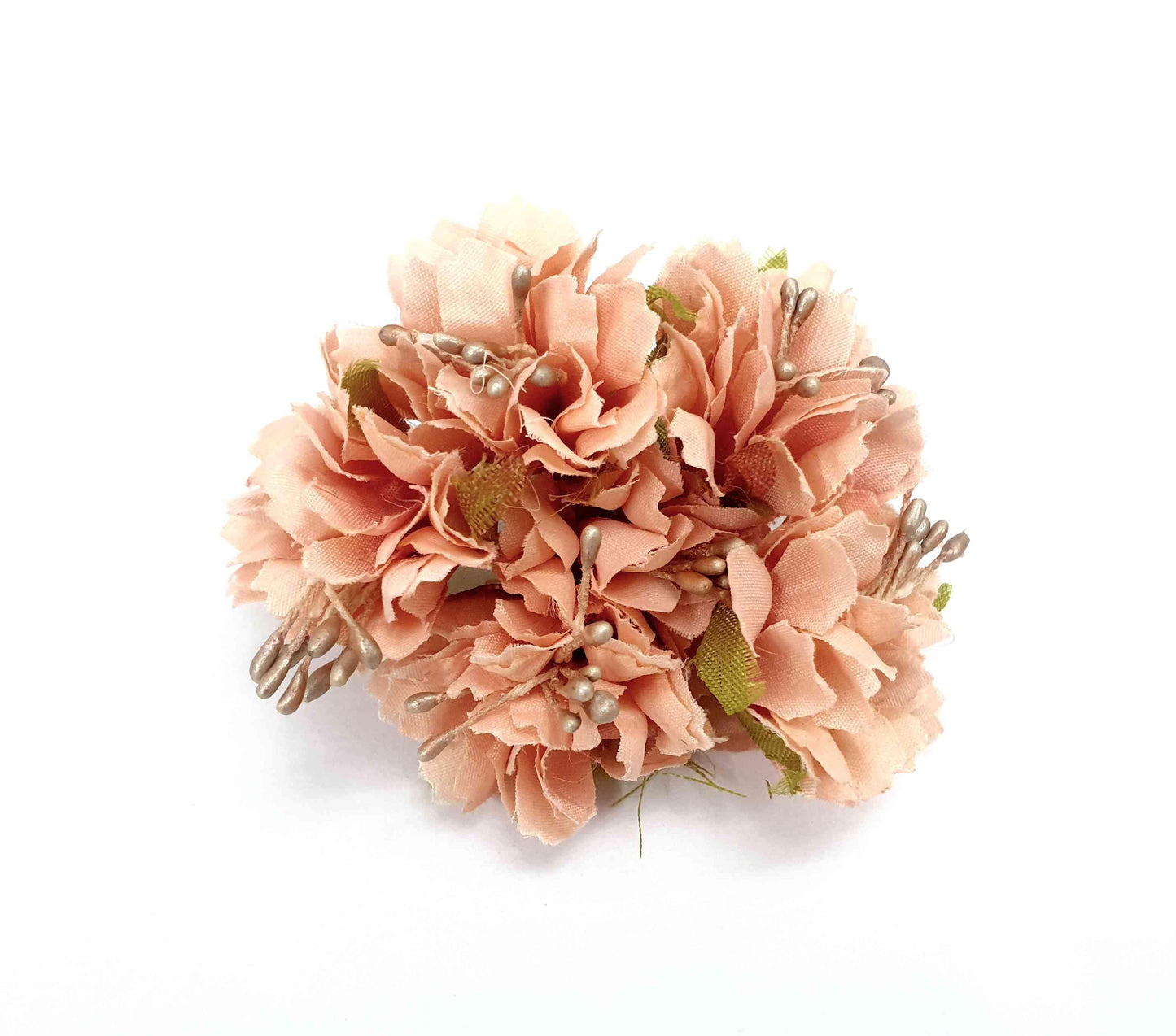Indian Petals Beautiful Fabric Flowers for DIY Craft, Trouseau Packing or Decoration (Bunch of 12) - Design 19, Peach
