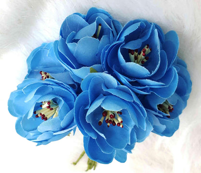 Indian Petals Beautiful Fabric Flowers with Buds for DIY Craft, Trouseau Packing or Decoration (Bunch of 12) - Design 22 - Indian Petals