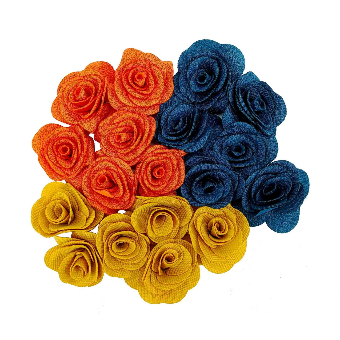 Beautiful Big Fabric Flowers for DIY Craft, Trouseau Packing or Decoration (Bunch of 12) - Design 39 - Indian Petals