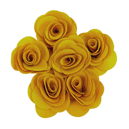 Beautiful Big Fabric Flowers for DIY Craft, Trouseau Packing or Decoration (Bunch of 12) - Design 39, Goldenrod - Indian Petals