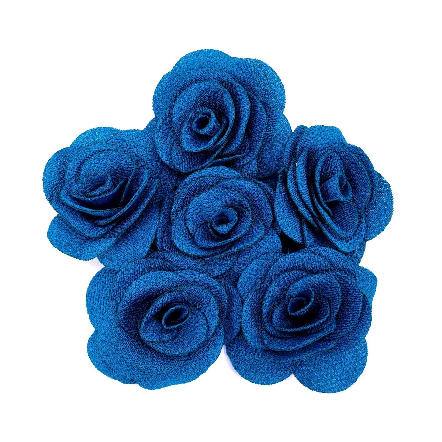 Beautiful Big Fabric Flowers for DIY Craft, Trouseau Packing or Decoration (Bunch of 12) - Design 39, Royal Blue - Indian Petals