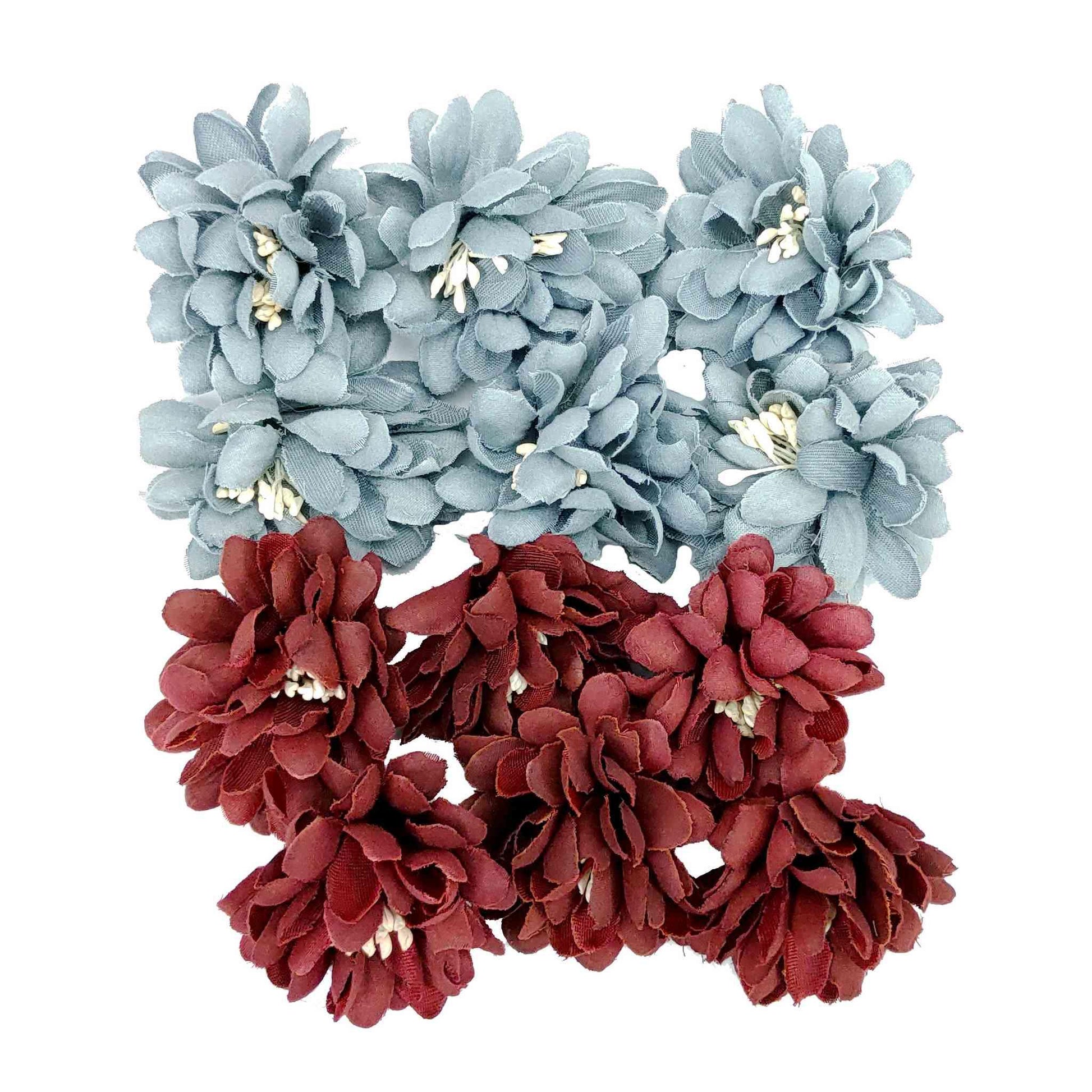 Indian Petals Beautiful Big Fabric Flowers for DIY Craft, Trouseau Packing or Decoration (Bunch of 12) - Design 40 - Indian Petals
