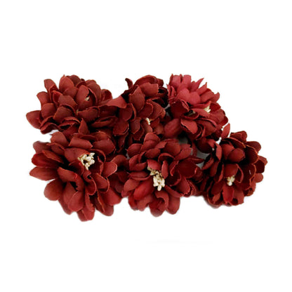 Indian Petals Beautiful Big Fabric Flowers for DIY Craft, Trouseau Packing or Decoration (Bunch of 12) - Design 40, Maroon - Indian Petals
