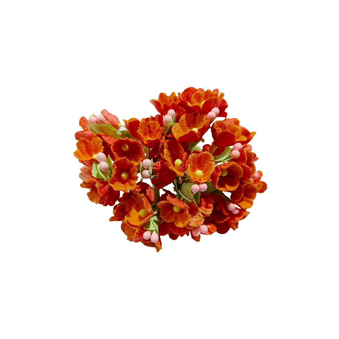 Indian Petals Beautiful Small Paper Flowers for DIY Craft, Trousseau Packing or Decoration - Design 29, Dark Orange