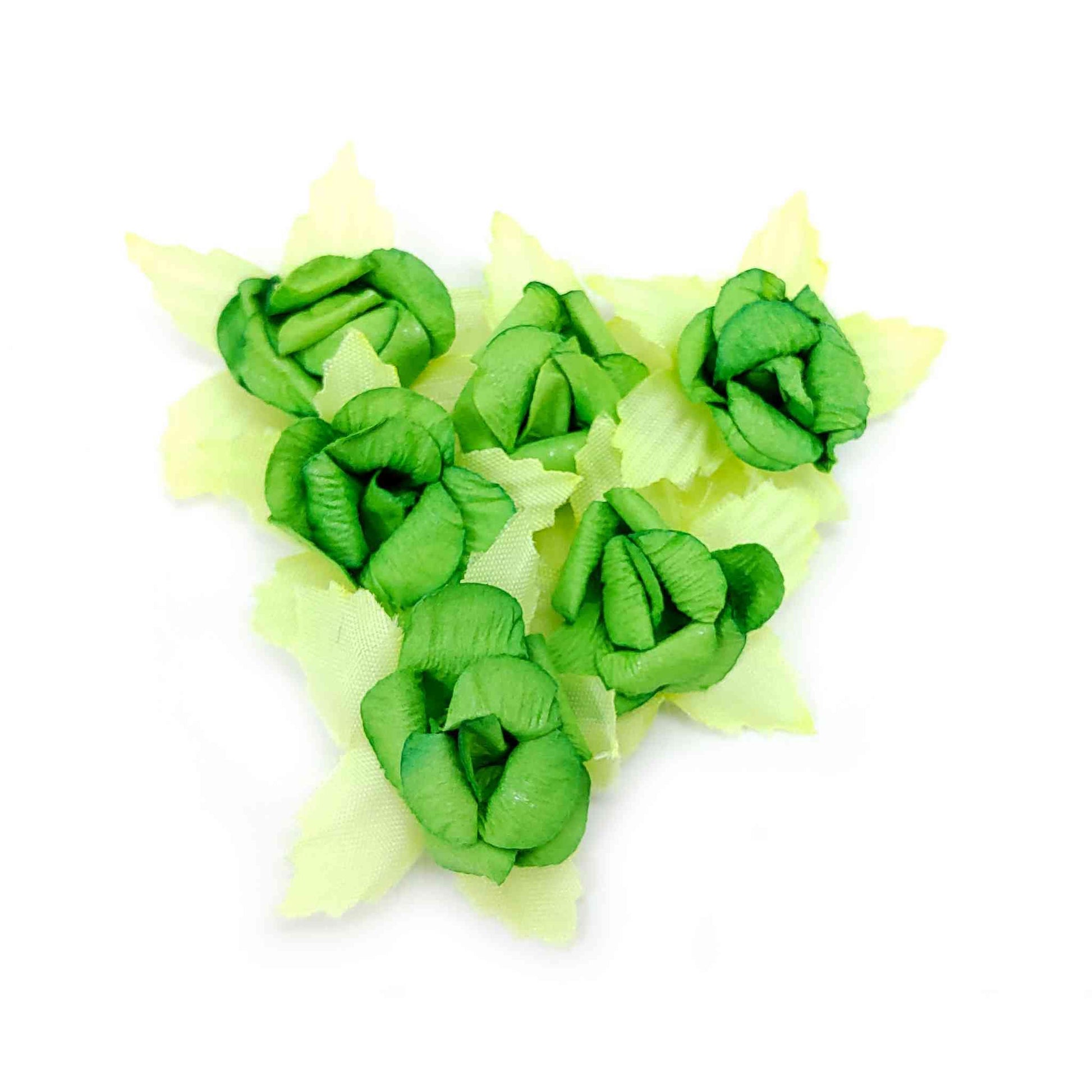 Indian Petals Beautiful Small Paper Flowers with Leaf for DIY Craft, Trouseau Packing or Decoration (Bunch of 12) - Design 30, Green - Indian Petals