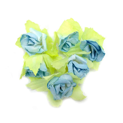 Indian Petals Beautiful Small Paper Flowers with Leaf for DIY Craft, Trouseau Packing or Decoration (Bunch of 12) - Design 30, Steel Blue - Indian Petals