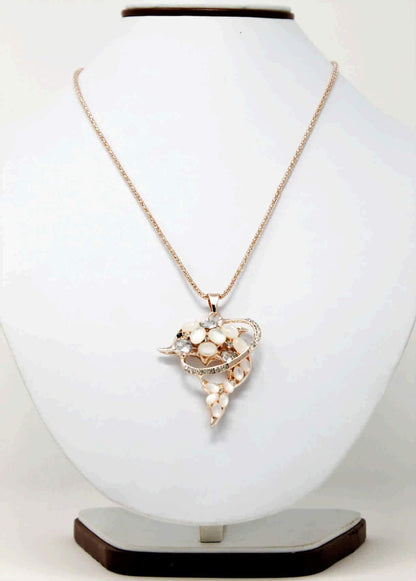 Rhinestones Studded Dolphin in Ring Design Imitation Fashion Pendant with Long Chain for Females