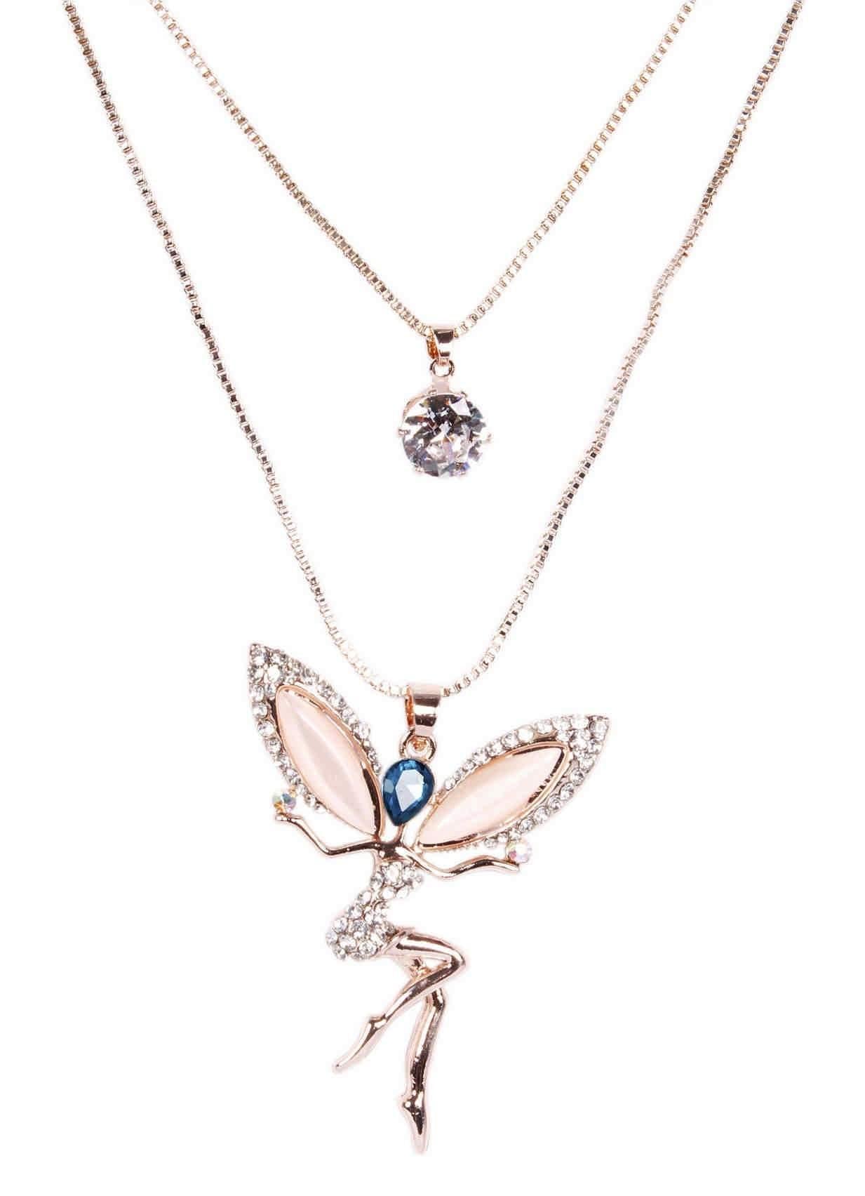 Indian Petals Rhinestones Studded Fairy Design Imitation Fashion Metal Pendant with Long Chain for Girls - Indian Petals