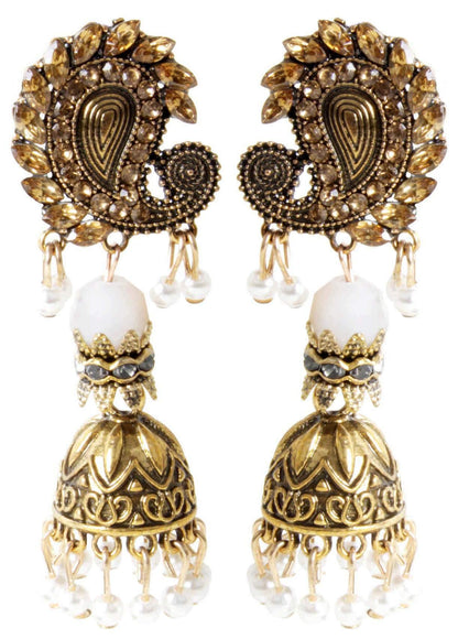 Indian Petals Keri Design Rajputi Style Stone Fancy Artificial Fashion Dangler Earring for Girls Women - Indian Petals