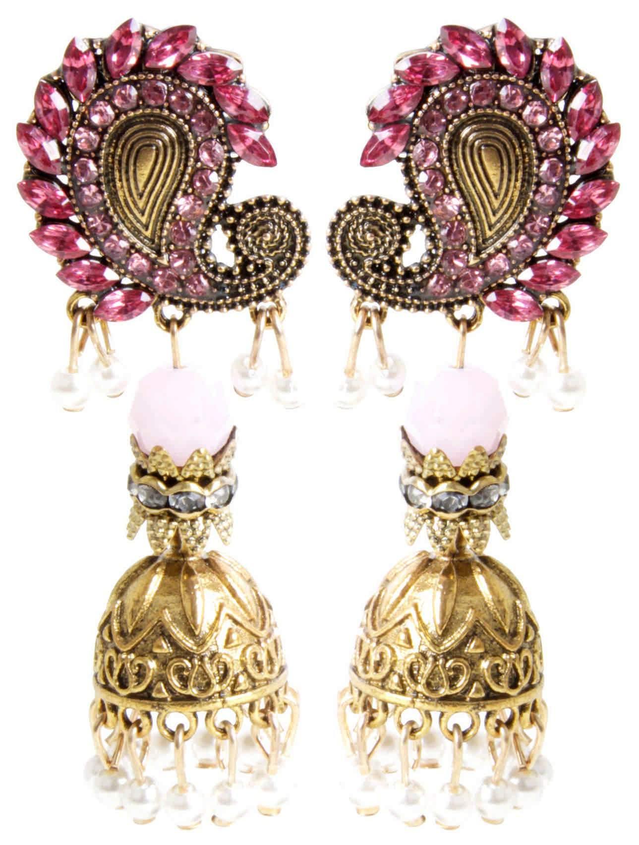Keri Design Rajputi Style Stone Fancy Artificial Fashion Dangler Earring for Girls Women - Indian Petals