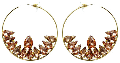 Indian Petals Chandbali with Rhinestone Style Artificial Fashion Dangler Earrings for Girls Women - Indian Petals