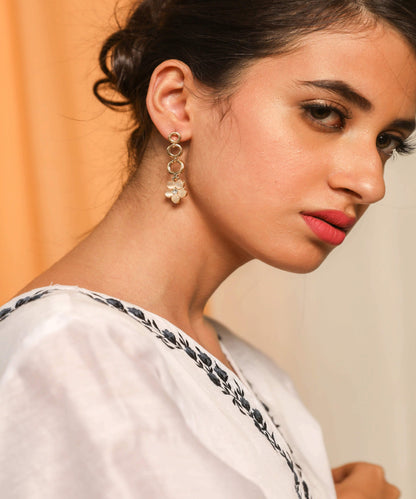 Indian Petals Pearl Style Fancy Artificial Imitation Fashion Dangler Earrings Jhumka for Girls Women - Indian Petals