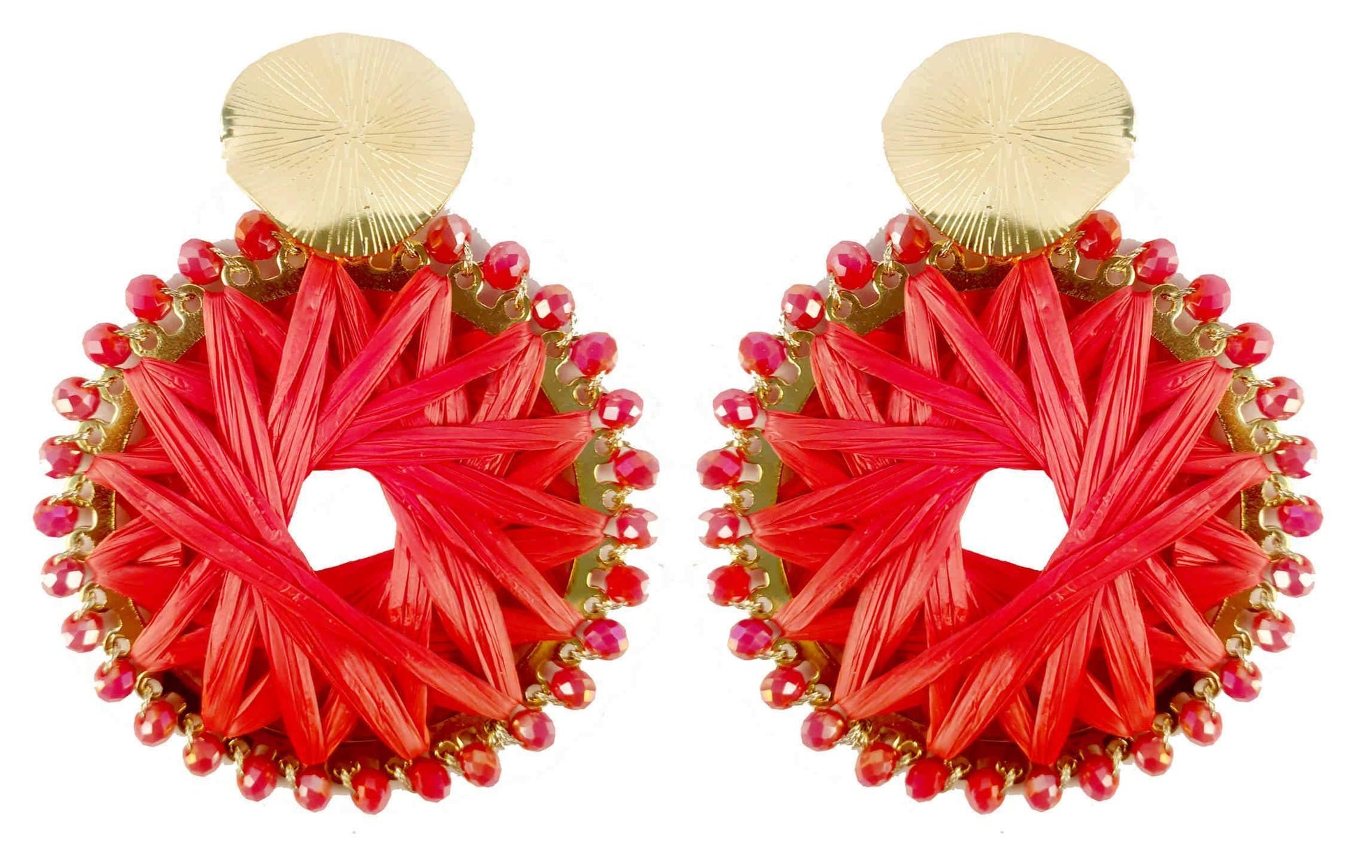 Indian Petals Satin Thread Work with Beads Fancy Artificial Imitation Fashion Earrings for Girls Women - Indian Petals