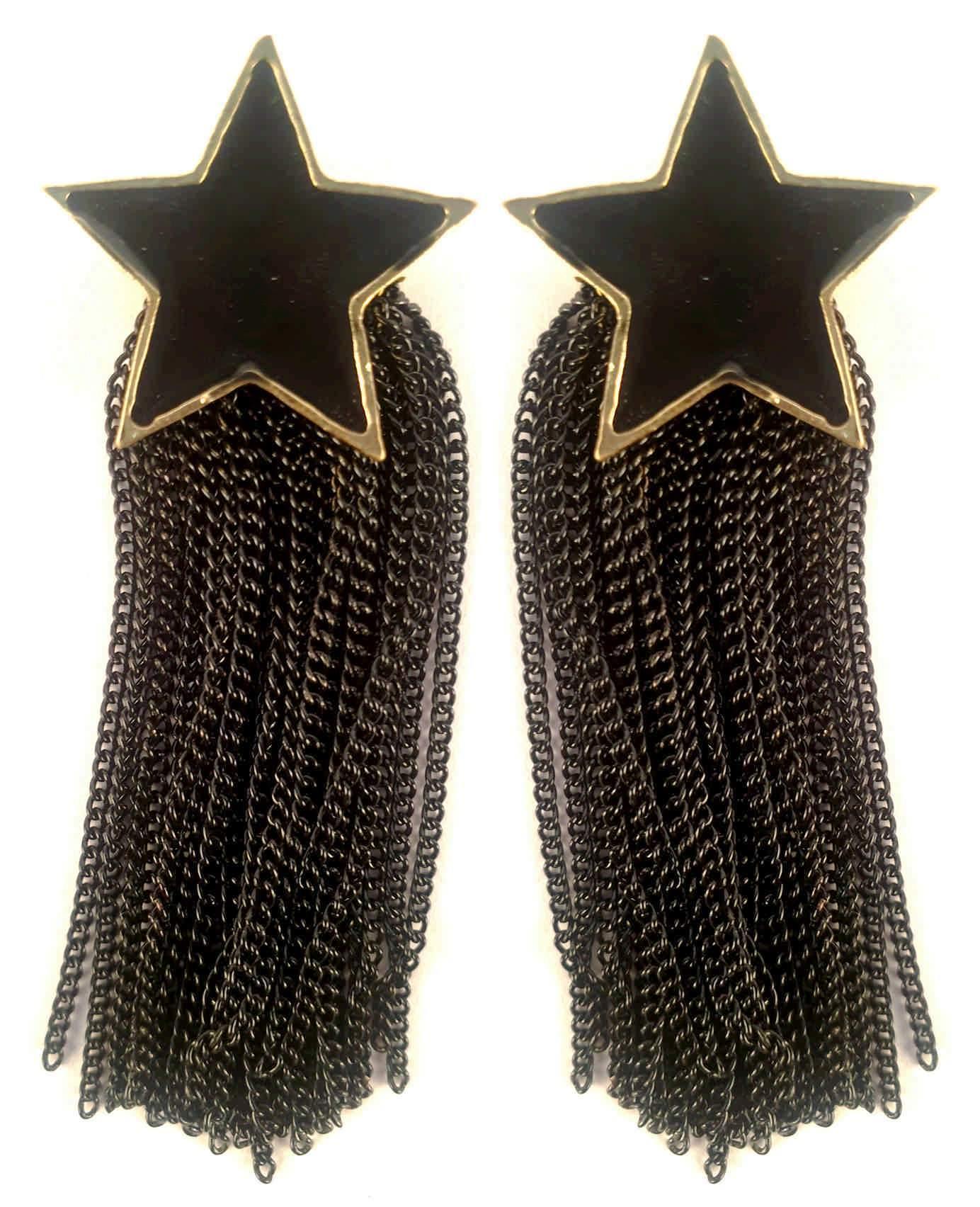 Enamel Metal Patch with Long Tassel Design Artificial Fashion Dangler Earrings Jhumka for Girls Women - Indian Petals