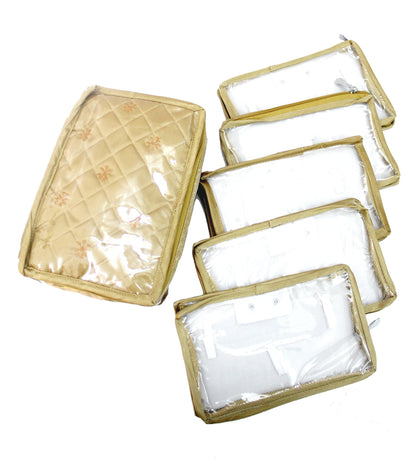Multi purpose Jewellery Organiser Foldable Kit Bag Toiletry Cosmetic Grooming Vanity Travel Toiletry Kit - Indian Petals