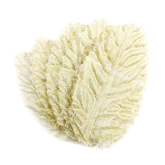 Indian Petals Beautiful Glittery Fabric Leaves for DIY Craft, Trouseau Packing or Decoration (Bunch of 12) - Design 59, Beige - Indian Petals