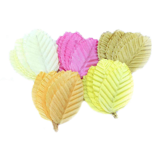 Beautiful Fabric Leaf for DIY Craft, Trouseau Packing or Decoration (Bunch of 12) - Design 60 - Indian Petals