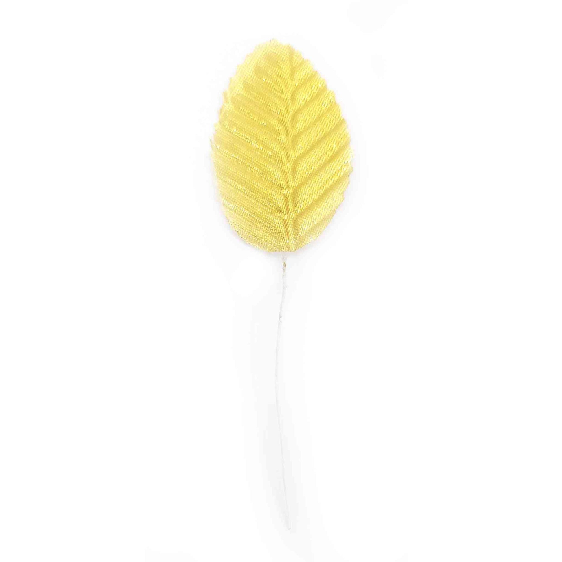 Beautiful Fabric Leaf for DIY Craft, Trouseau Packing or Decoration (Bunch of 12) - Design 60, Goldenrod - Indian Petals