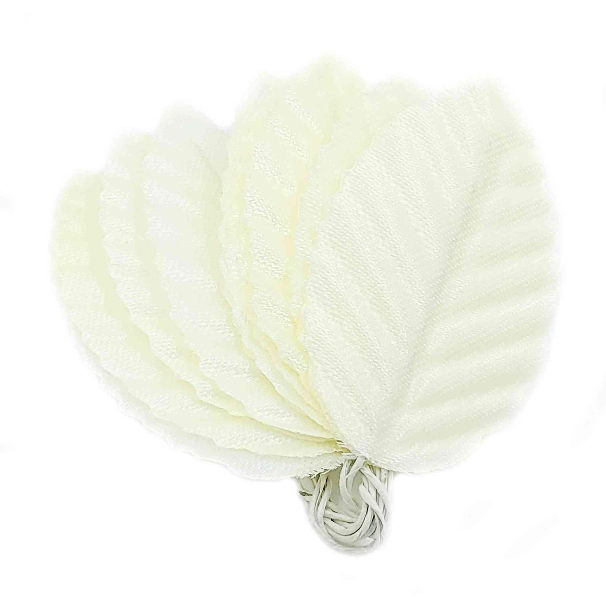 Beautiful Fabric Leaf for DIY Craft, Trouseau Packing or Decoration (Bunch of 12) - Design 60, Ivory - Indian Petals