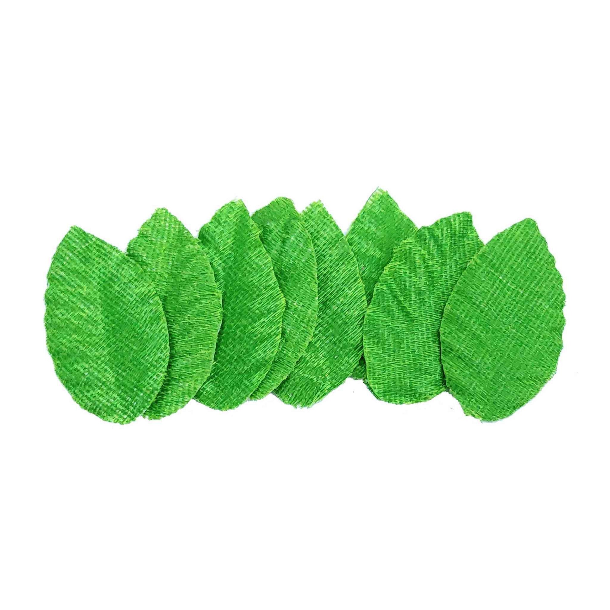 Indian Petals Mini Fabric Leaves for DIY Craft, Trouseau Packing or Decoration (Bunch of 12) - Design 61, Green - Indian Petals