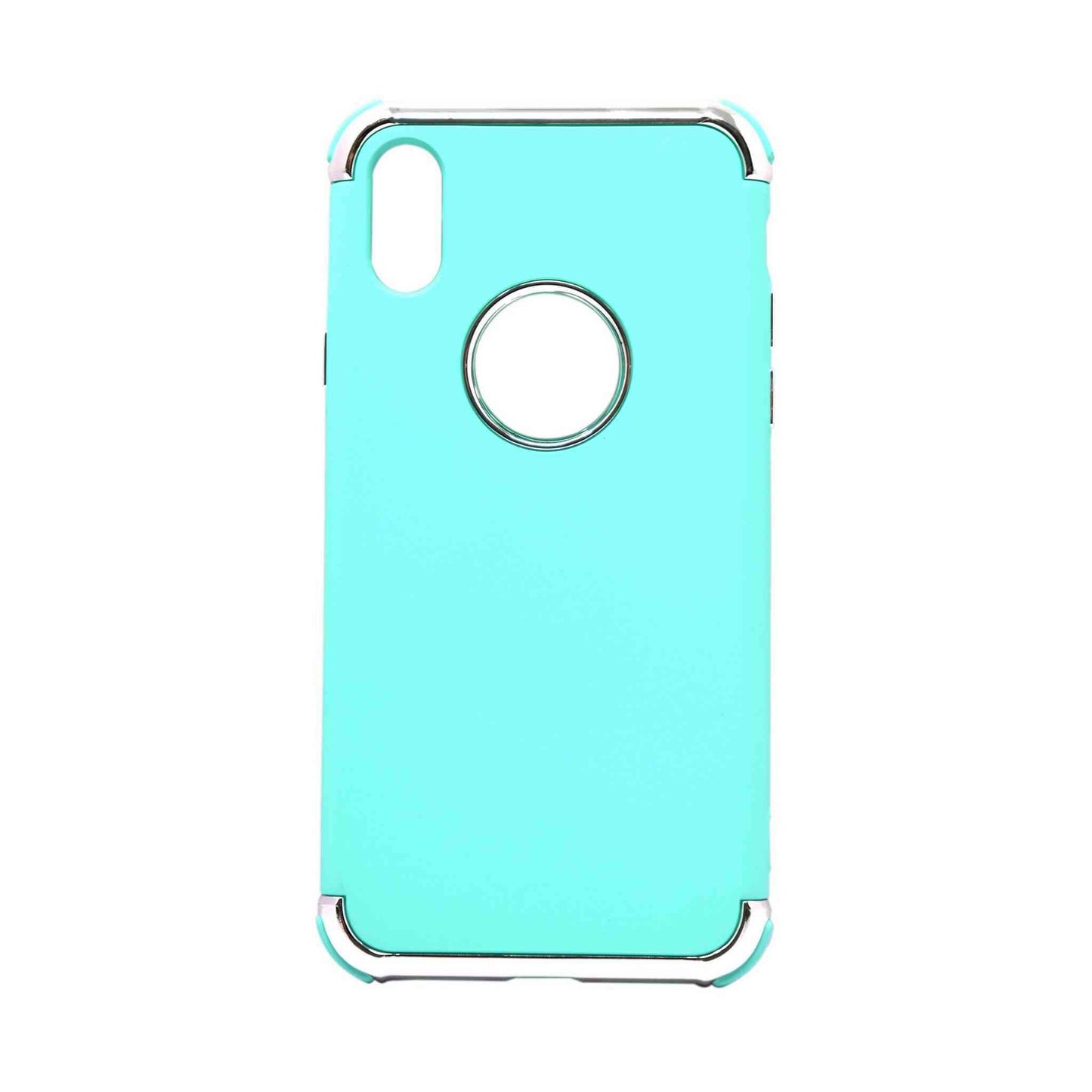 Indian Petals Polycarbonate Electro-plated Shock-proof Anti-scratch Protective Mobile Back Case Cover for Apple iPhone X, Turquoise - Indian Petals