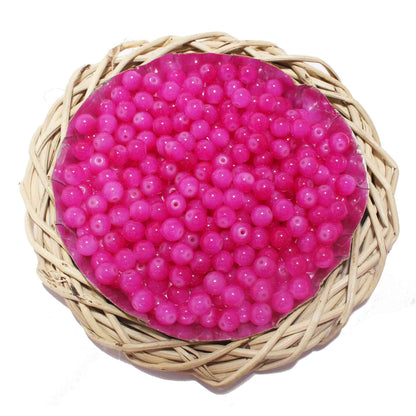Premium quality Round shape Glass Beads for DIY Craft, Trousseau Packing or Decoration - Design 725, 8mm, Crimson - Indian Petals