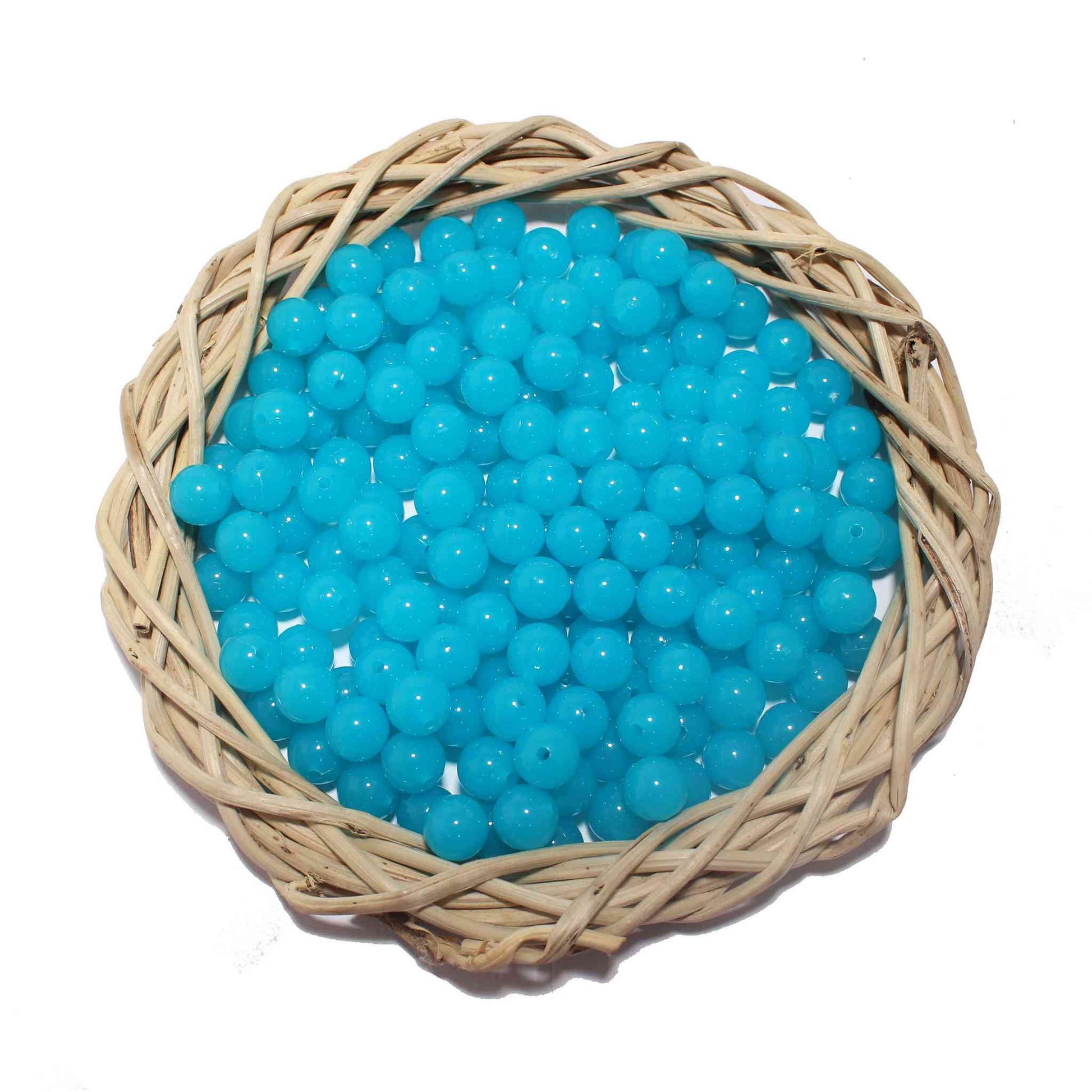 Premium quality Round Glass Beads for DIY Craft, Trousseau Packing or Decoration - Design 734, Dodger Blue - Indian Petals