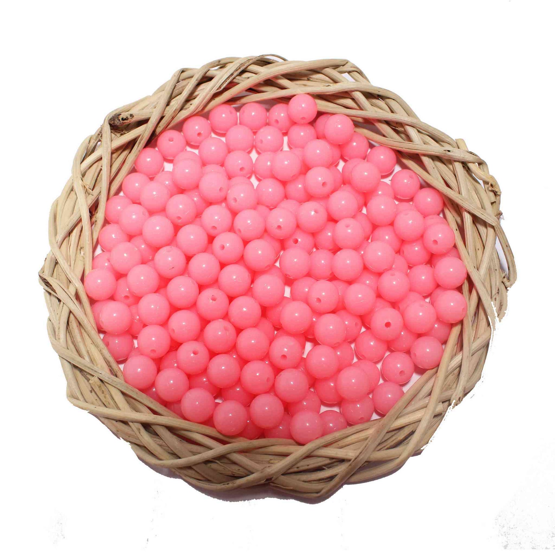 Premium quality Round Glass Beads for DIY Craft, Trousseau Packing or Decoration - Design 734, Light Pink - Indian Petals