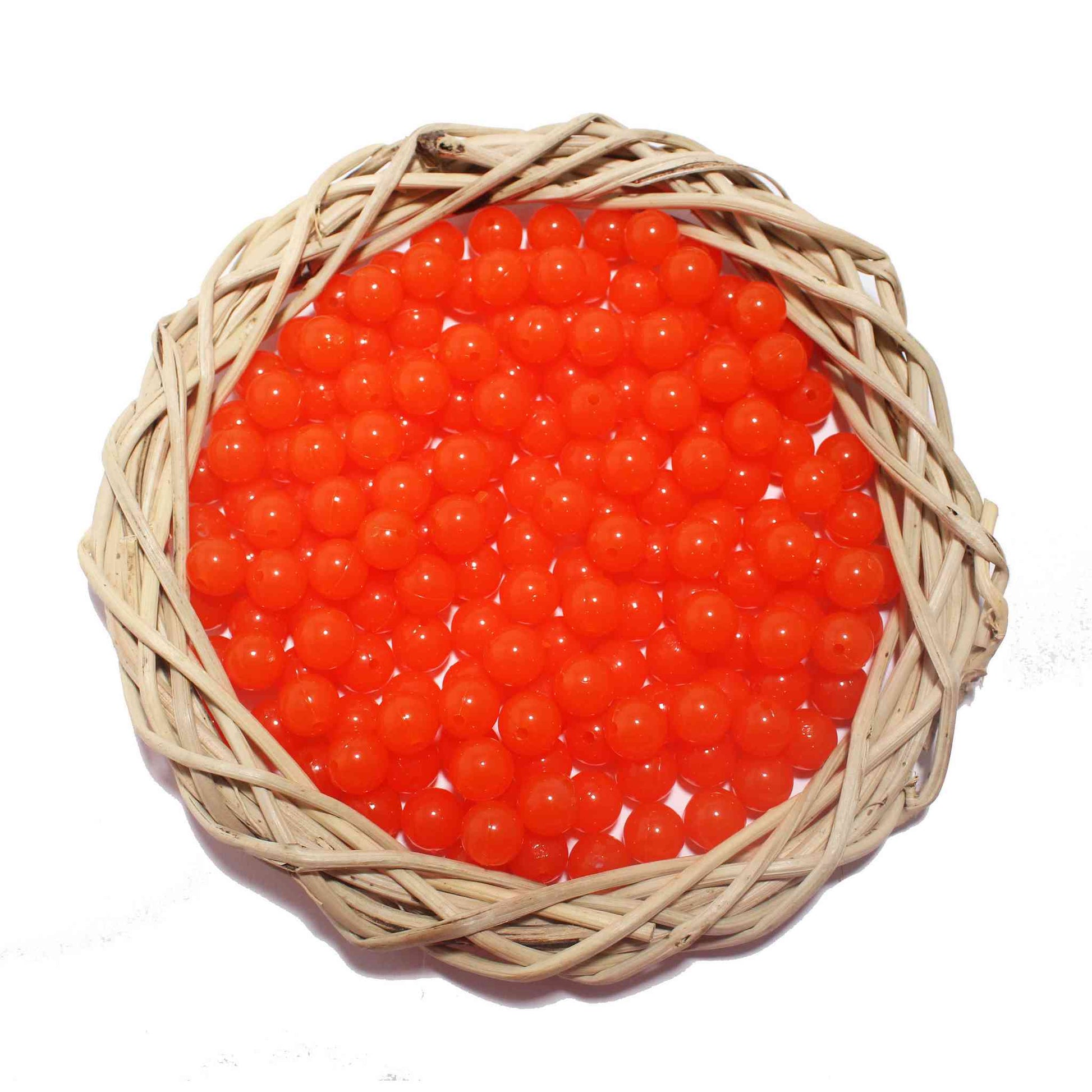 Premium quality Round Glass Beads for DIY Craft, Trousseau Packing or Decoration - Design 734, Tomato - Indian Petals