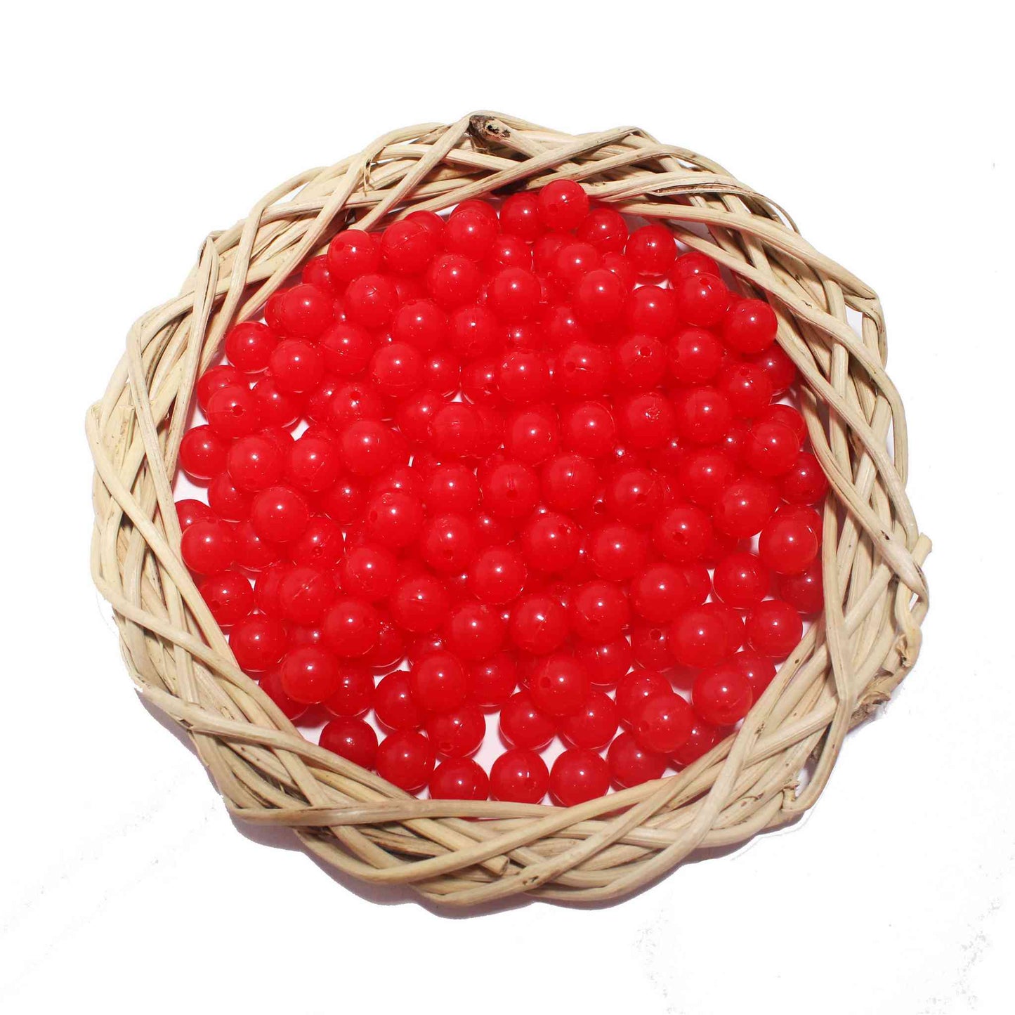 Premium quality Round Glass Beads for DIY Craft, Trousseau Packing or Decoration - Design 734, Red - Indian Petals