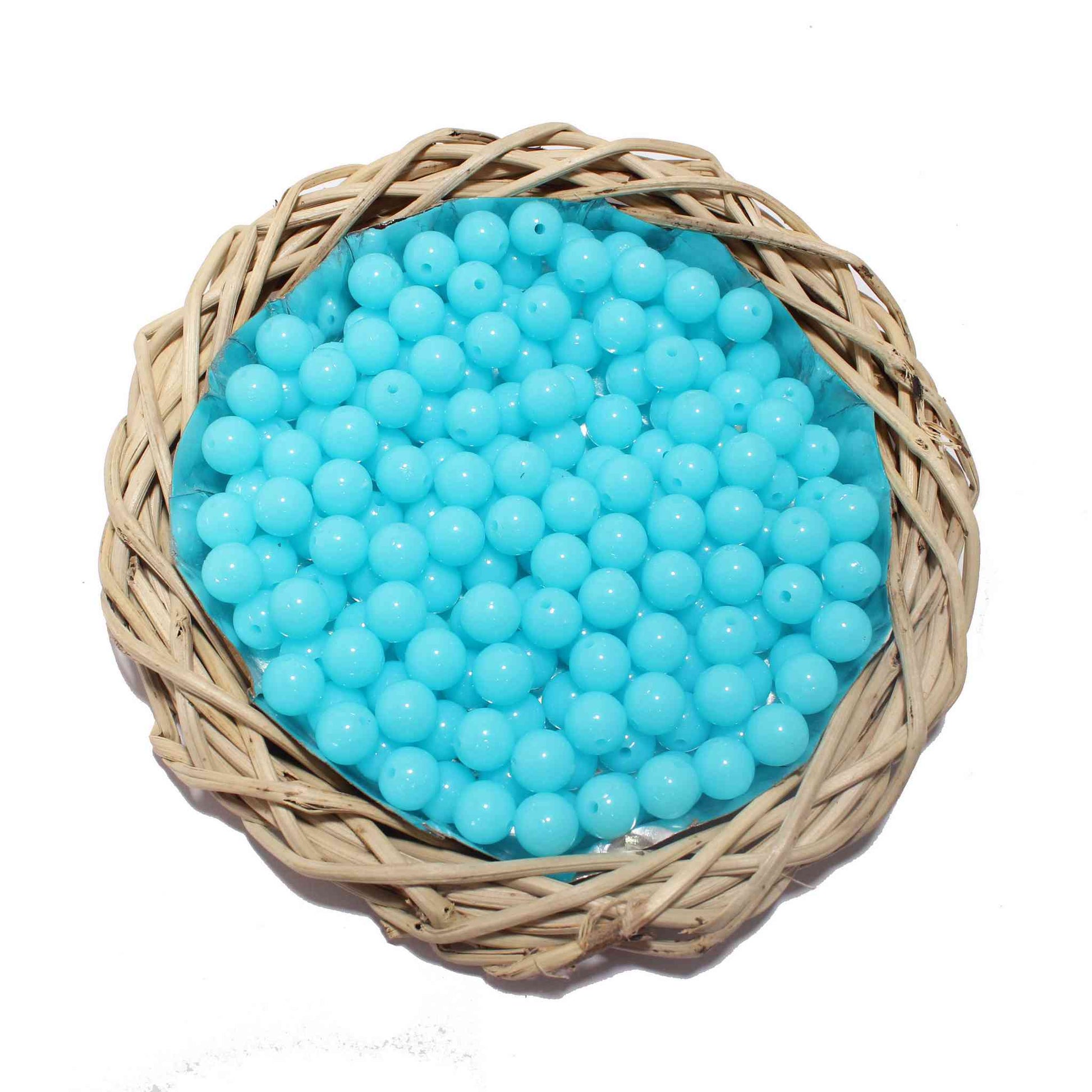 Premium quality Round Glass Beads for DIY Craft, Trousseau Packing or Decoration - Design 734, Light Blue - Indian Petals