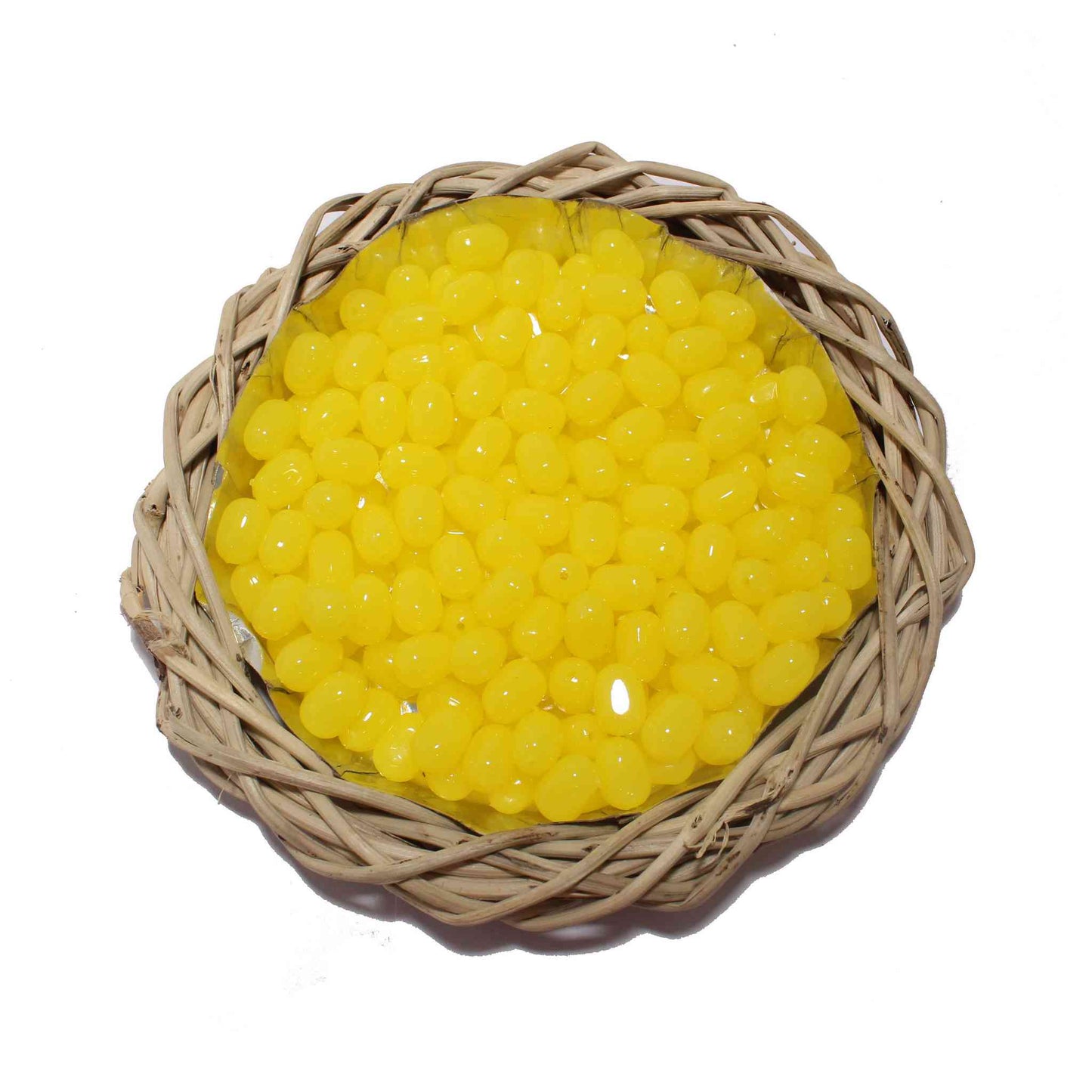 Premium quality Glass Beads for DIY Craft, Trousseau Packing or Decoration - Design 734, Yellow - Indian Petals