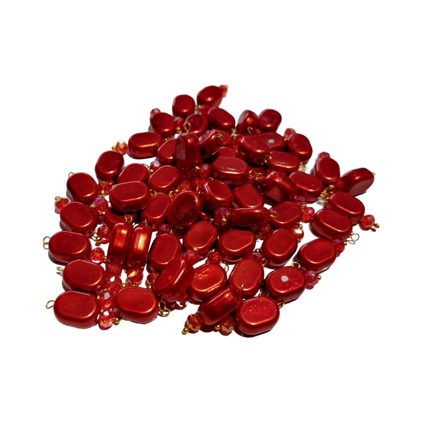 Indian Petals 100Pcs Colored Plastic Bead with Crystal Ball Drop for Craft Décor or Jewelry Making, 8x12mm, Dark Red