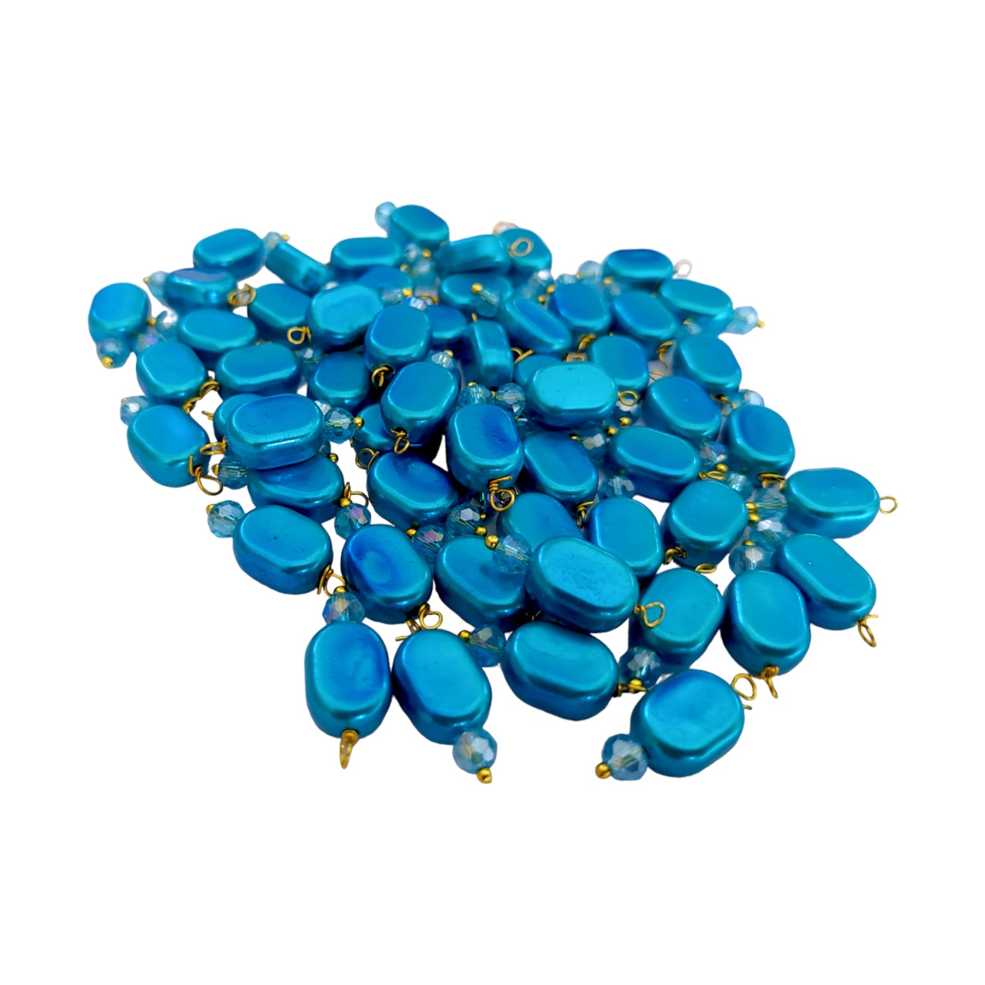 Indian Petals 100Pcs Colored Plastic Bead with Crystal Ball Drop for Craft Décor or Jewelry Making, 8x12mm, Dark Turquoise