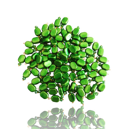 Indian Petals 100Pcs Colored Plastic Bead with Crystal Ball Drop for Craft Décor or Jewelry Making, 8x12mm, Green