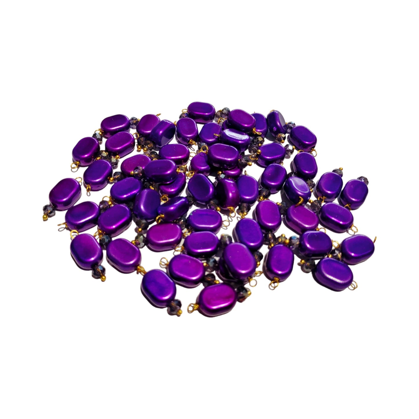 Indian Petals 100Pcs Colored Plastic Bead with Crystal Ball Drop for Craft Décor or Jewelry Making, 8x12mm, Indigo