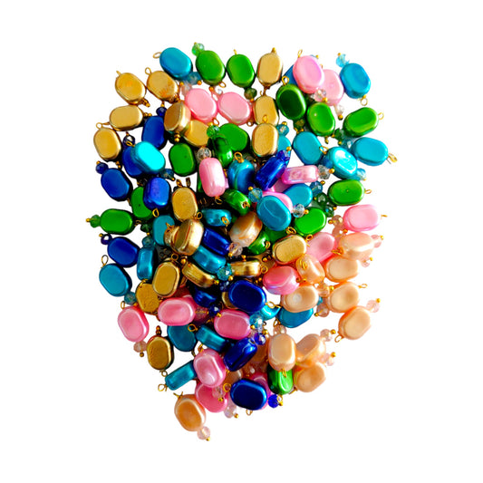 Indian Petals 100Pcs Colored Plastic Bead with Crystal Ball Drop for Craft Décor or Jewelry Making, 8x12mm