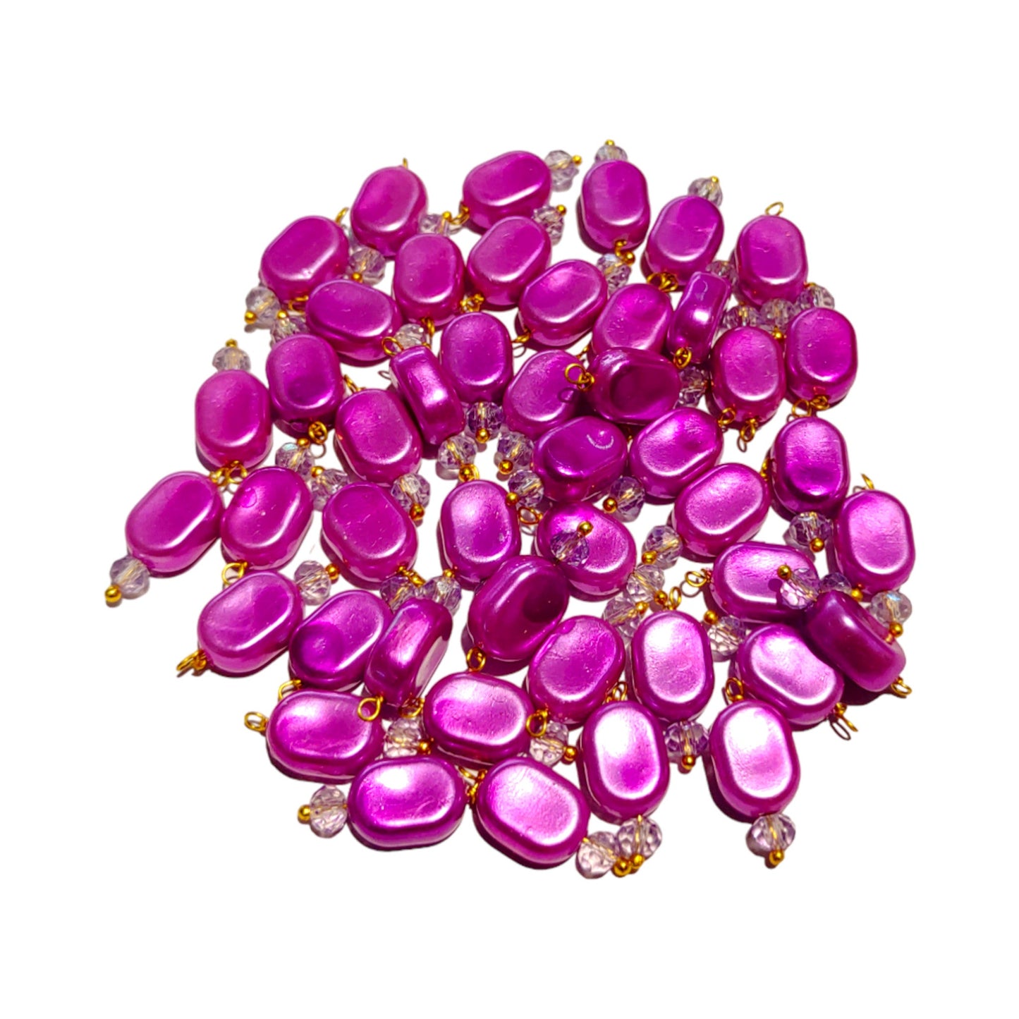 Indian Petals 100Pcs Colored Plastic Bead with Crystal Ball Drop for Craft Décor or Jewelry Making, 8x12mm, Purple