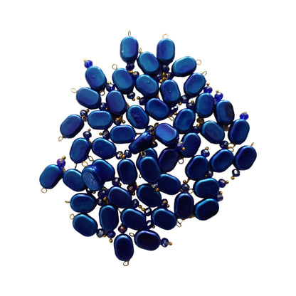 Indian Petals 100Pcs Colored Plastic Bead with Crystal Ball Drop for Craft Décor or Jewelry Making, 8x12mm, Royal Blue