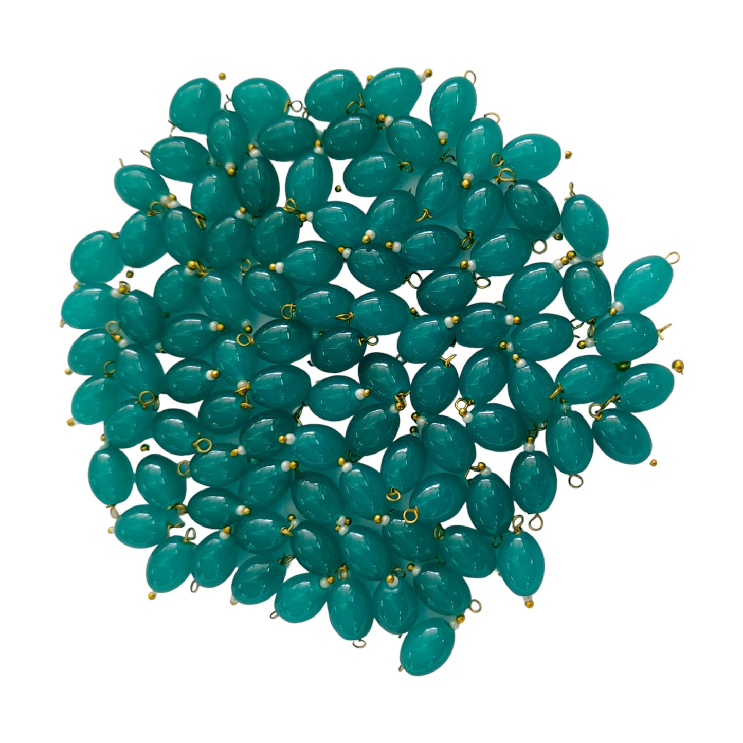 Indian Petals Colored Glass Oval Shaped with Drop Beads Ideal for Jewelry designing, Gift, Arts and Craft Making, 8x11mm