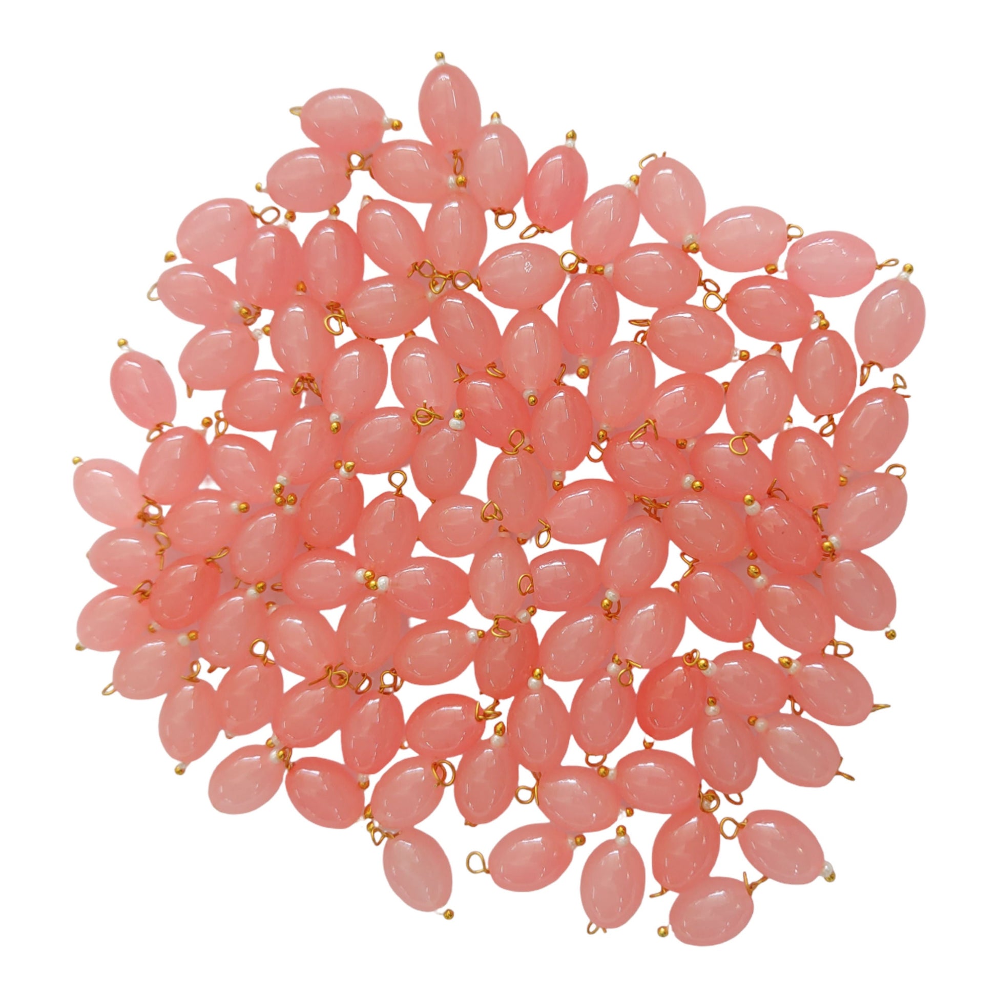 Indian Petals Colored Glass Oval Shaped with Drop Beads Ideal for Jewelry designing, Gift, Arts and Craft Making, 8x11mm