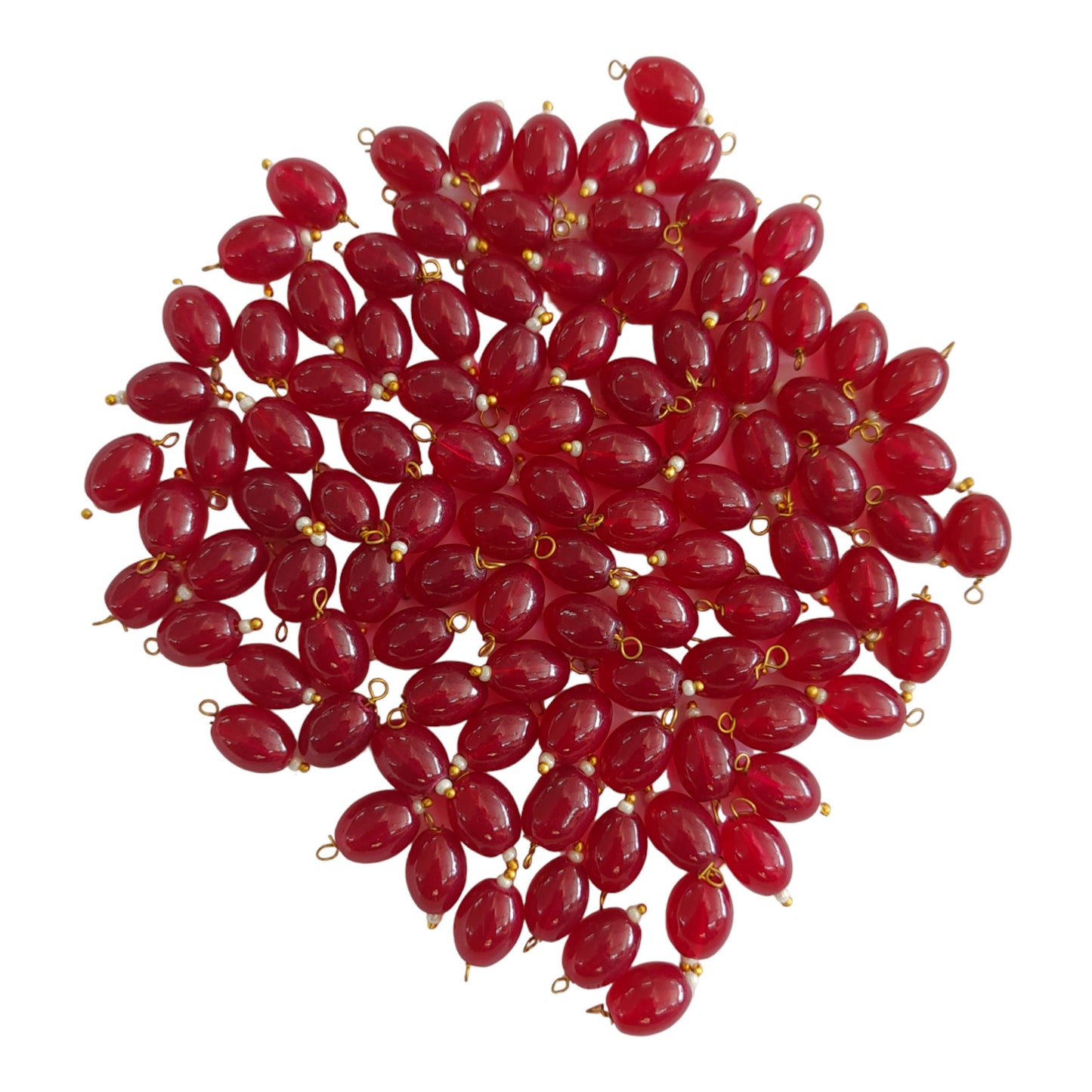 Indian Petals Colored Glass Oval Shaped with Drop Beads Ideal for Jewelry designing, Gift, Arts and Craft Making, 8x11mm