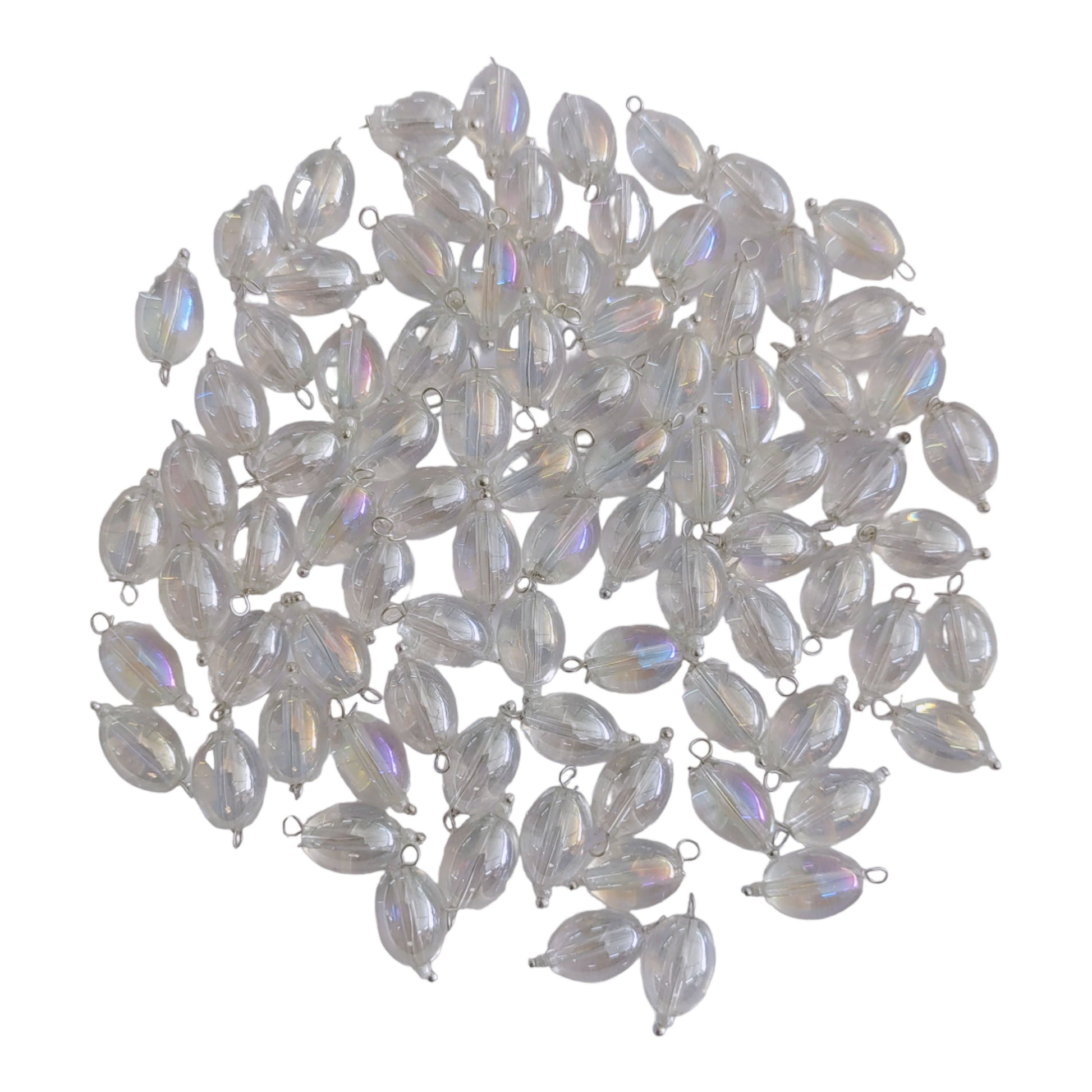 Indian Petals Colored Glass Oval Shaped with Drop Beads Ideal for Jewelry designing, Gift, Arts and Craft Making, 8x11mm