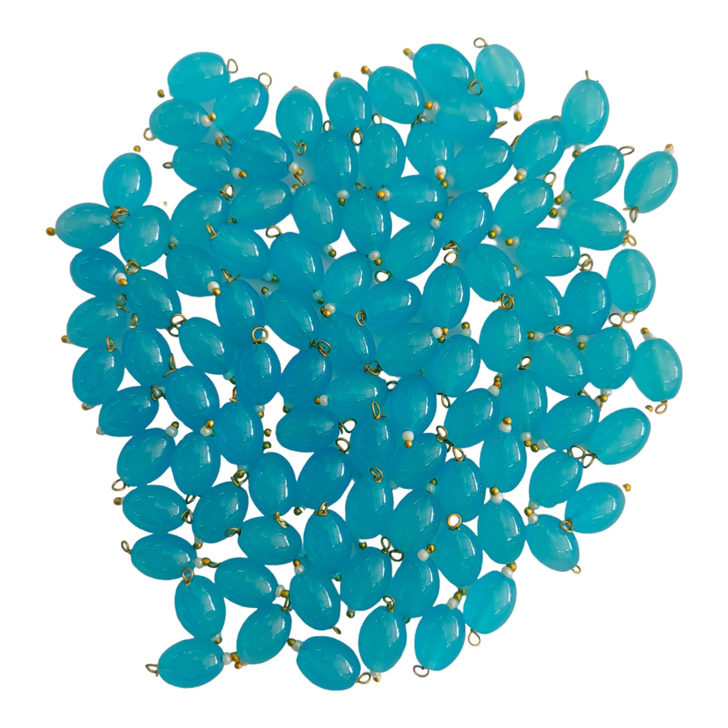 Indian Petals Colored Glass Oval Shaped with Drop Beads Ideal for Jewelry designing, Gift, Arts and Craft Making, 8x11mm
