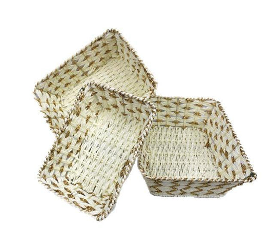 Braided Ethnic Fancy Gift Wedding Gifts or Hamper Packing Rectangle Basket - Indian Petals