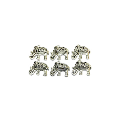 Indian Petals Beautiful Flat Base Metal Elephant Cabochons for DIY Craft Trousseau Packing or Decoration - Design 407, Silver