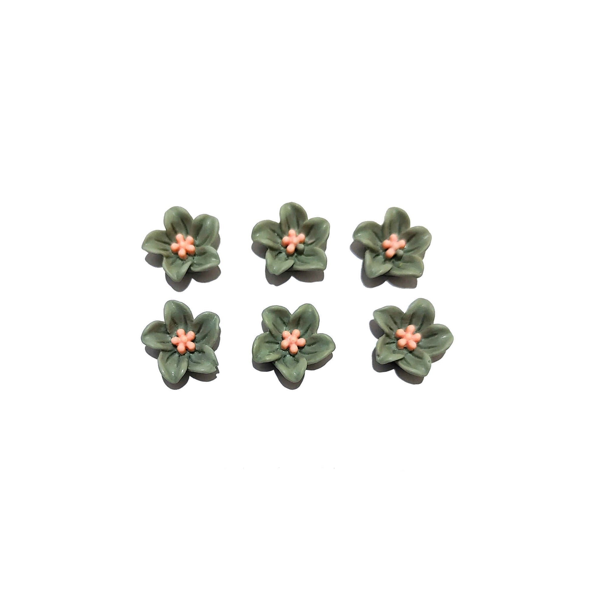 Indian Petals Flat Base Beautiful Floral 3D Cabochons for Craft Trousseau Packing or Decoration - Design 421, Style - Bold, Grey