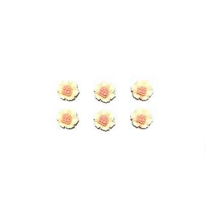 Indian Petals Flat Base Beautiful Floral 3D Cabochons for Craft Trousseau Packing or Decoration - Design 422, Style - Classic, Ivory